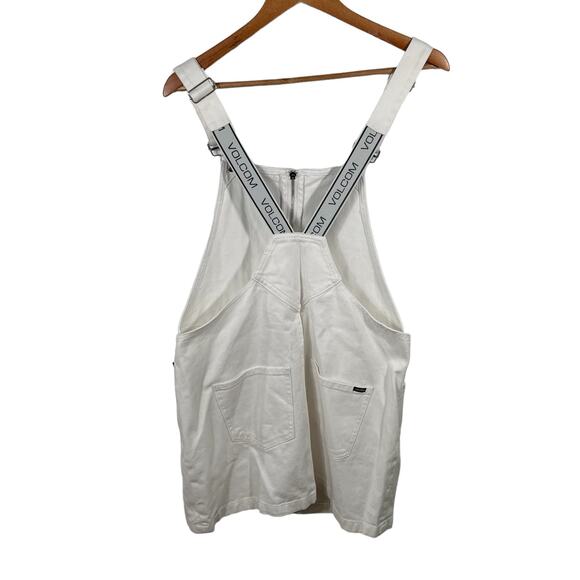 Volcom White Overall Front Zip Teen Mini Dress Skirt Jumper Summer Medium NWT - Picture 3 of 16